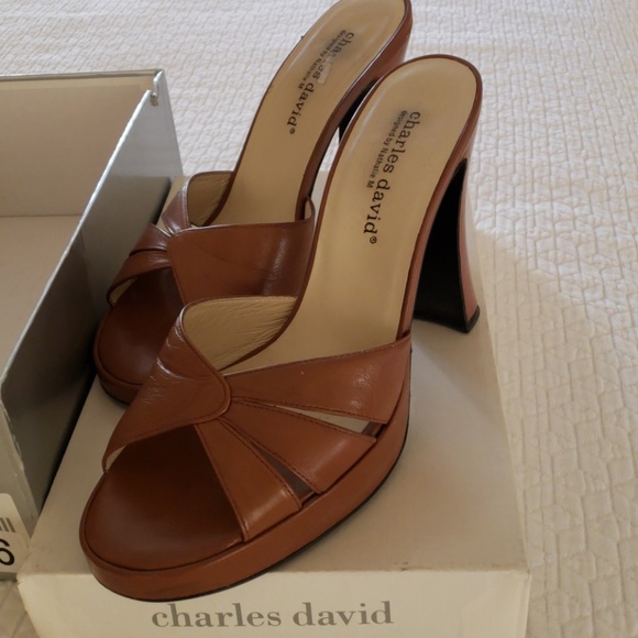 Charles David Shoes - Brown slip on high heel shoes
